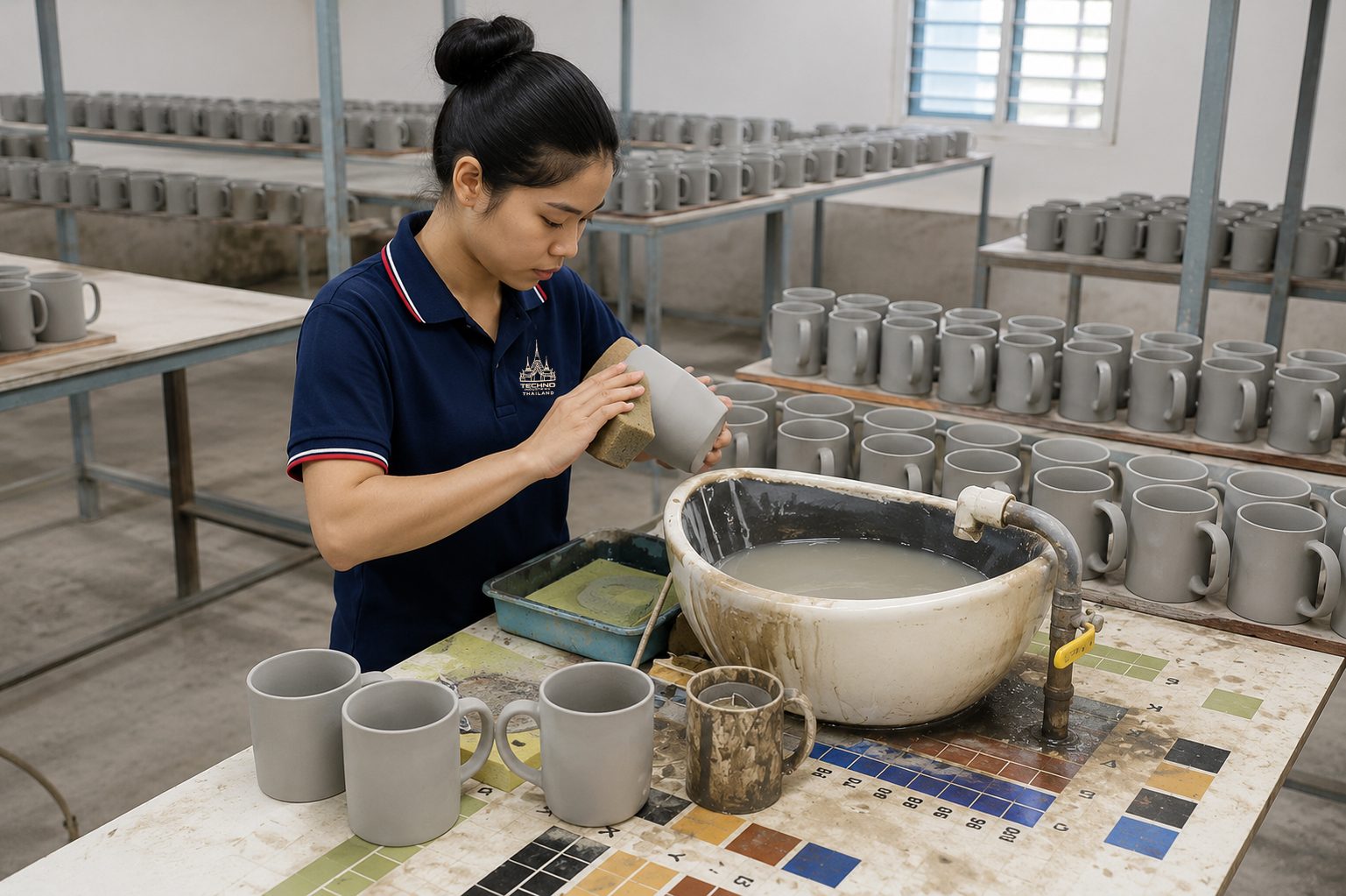 Decoration section finishing ceramic mugs