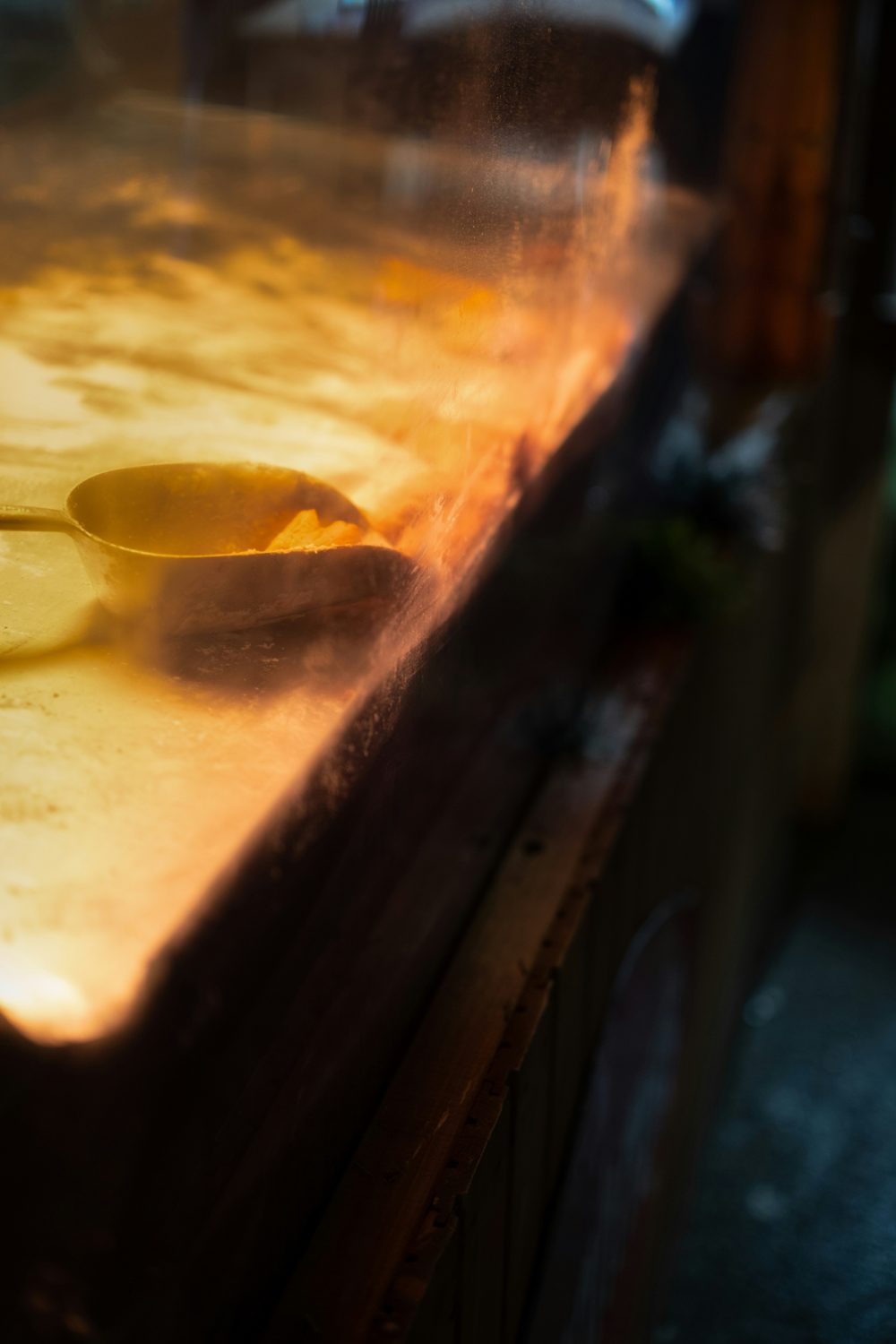 Kiln firing area with warm glow